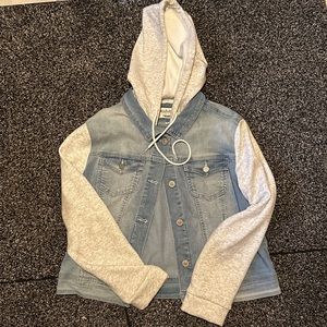 Girls XL WALLFLOWER jean jacket with hood